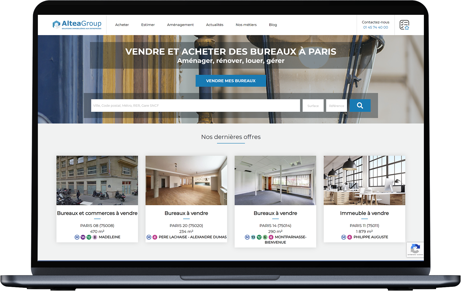 Refonte d'un site Internet immobilier dédié à la vente de bureaux à Paris