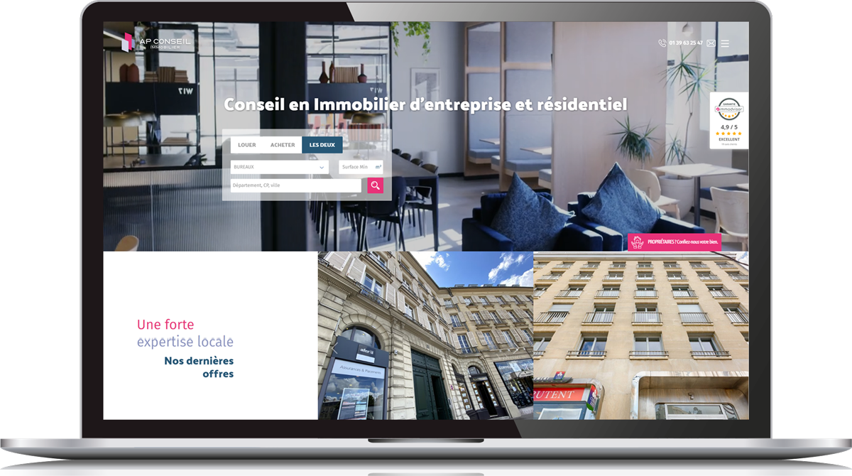 Une refonte de site Internet pour un cabinet de conseil en immobilier d'entreprise à Versailles